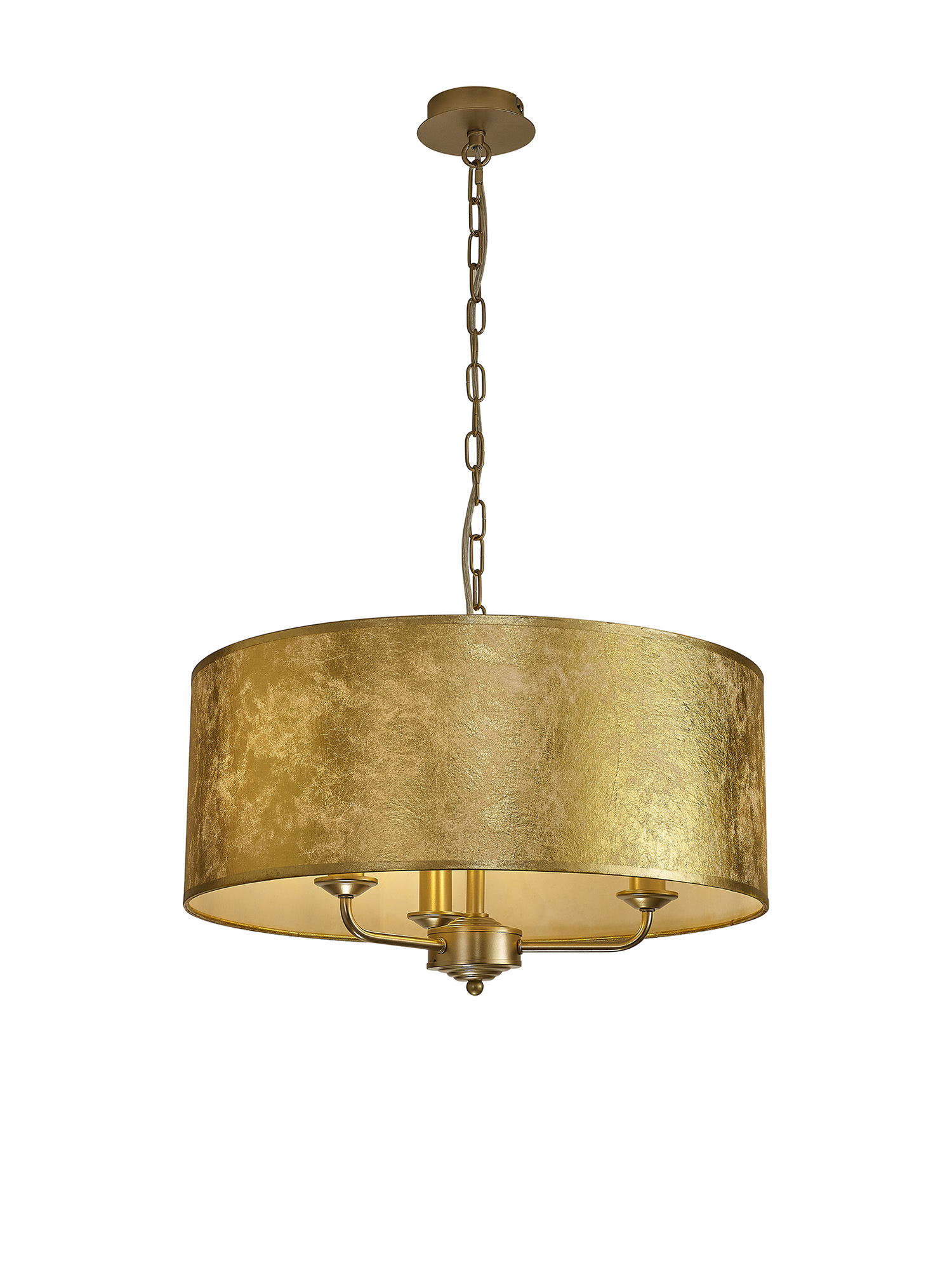 DK0975  Banyan 50cm 3 Light Pendant Champagne Gold; Gold Leaf